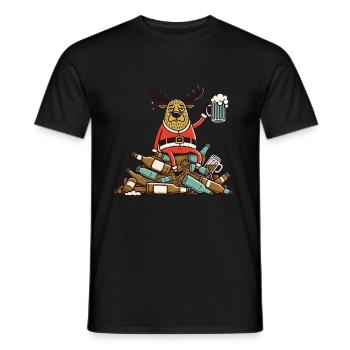 Funny Beer Reindeer Christmas Beer Lover - Men's T-Shirt - black - Front - AI Model Male 178 light (178cm)