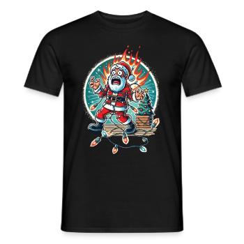 Père Noël Électrocution Chaos Humour - T-shirt homme - noir - Devant - AI Model Male 178 light (178cm)