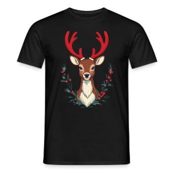 Renne festif pour Noël - T-shirt homme - noir - Devant - AI Model Male 178 light (178cm)