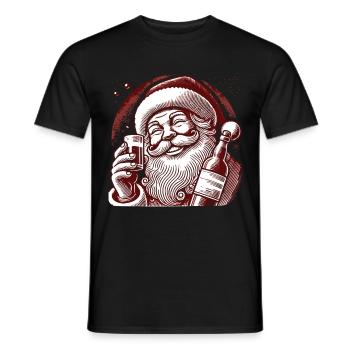 Christmas Humor Santa Alcohol Connoisseur - Men's T-Shirt - black - Front - AI Model Male 178 light (178cm)