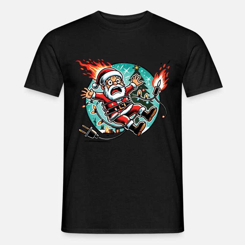 Weihnachtsmann Stromschlag Überraschung - Männer T-Shirt - Schwarz