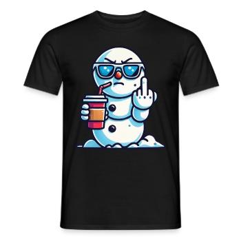 Cooler Schneemann Mit Statement - Männer T-Shirt - Schwarz - Vorne - AI Model Male 178 light (178cm)