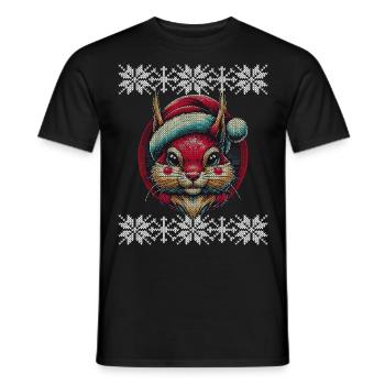 Merry Christmas Squirrel Motif - Men's T-Shirt - black - Front - AI Model Male 178 light (178cm)