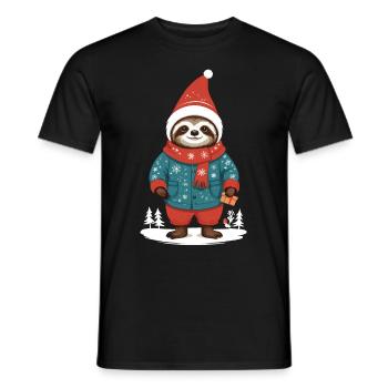 Gemütlicher Weihnachtsfaultier Winter Design - Männer T-Shirt - Schwarz - Vorne - AI Model Male 178 light (178cm)