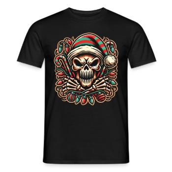 Schädel Weihnachten Totenkopf gruselige Feiertage - Männer T-Shirt - Schwarz - Vorne - AI Model Male 178 light (178cm)