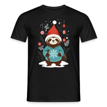 Gemütlicher Weihnachtlicher Faultier Stil - Männer T-Shirt - Schwarz - Vorne - AI Model Male 178 light (178cm)