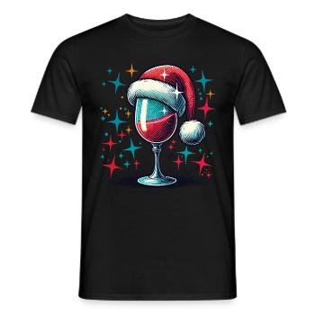Verre à vin de Noël avec une touche festive - T-shirt homme - noir - Devant - AI Model Male 178 light (178cm)