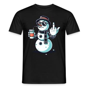 Cool snowman with coffee and attitude - Men's T-Shirt - black - Front - AI Model Male 178 light (178cm)