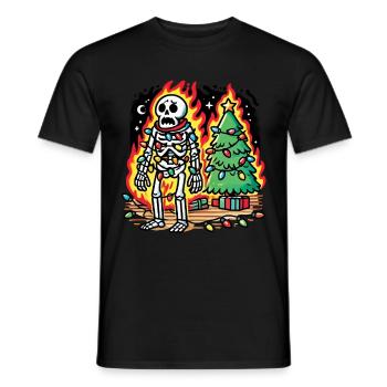 Christmas skeleton with fairy lights - Men's T-Shirt - black - Front - AI Model Male 178 light (178cm)