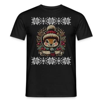 Winterliche Eichhörnchen Illustration - Männer T-Shirt - Schwarz - Vorne - AI Model Male 178 light (178cm)