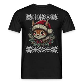 Weihnachtliches Eichhörnchen Strickmuster - Männer T-Shirt - Schwarz - Vorne - AI Model Male 178 light (178cm)