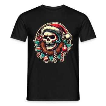 Weihnachtlicher Totenkopf Mit Santa Hut - Männer T-Shirt - Schwarz - Vorne - AI Model Male 178 light (178cm)
