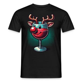 Weinglas Rentier Mit Weihnachtlichem Flair - Männer T-Shirt - Schwarz - Vorne - AI Model Male 178 light (178cm)