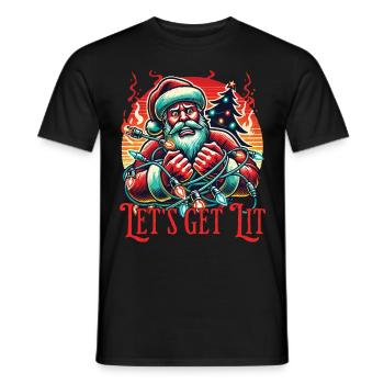 Plaisir de Noël avec le motif Let’s Get Lit - T-shirt homme - noir - Devant - AI Model Male 178 light (178cm)