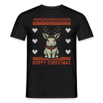 Hoppy Noël Drôle Noël Lapin - T-shirt homme - noir - Devant - AI Model Male 178 light (178cm)