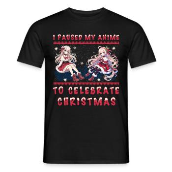 Kawaii Girl Anime Christmas Break to Celebrate - Men's T-Shirt - black - Front - AI Model Male 178 light (178cm)