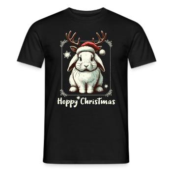 Hoppy Christmas Lustiges Rentier Kaninchen - Männer T-Shirt - Schwarz - Vorne - AI Model Male 178 light (178cm)