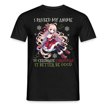Je mets mon anime en pause pour Noël - T-shirt homme - noir - Devant - AI Model Male 178 light (178cm)