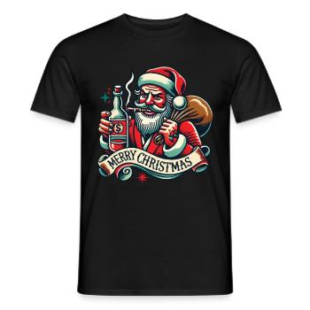 Tatouage Style Noël Joyeux Noël Esthétique - T-shirt homme - noir - Devant - AI Model Male 178 light (178cm)