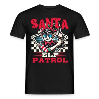 Santa Elf Patrol Christmas Funny - Men's T-Shirt - black - Front - AI Model Male 178 light (178cm)