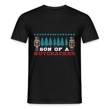 Son of a Nutcracker Funny Christmas Motif - Men's T-Shirt - black - Front - AI Model Male 178 light (178cm)