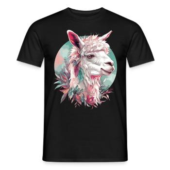 Alpaca Llama Animal Nature Zoo Andes Inca Colorful Art - Men's T-Shirt - black - Front - AI Model Male 178 light (178cm)