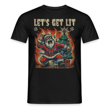 Funny Santa Claus Burns Let's Get Lit - Men's T-Shirt - black - Front - AI Model Male 178 light (178cm)