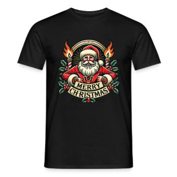Tatouage Style Noël Streetwear Esthétique - T-shirt homme - noir - Devant - AI Model Male 178 light (178cm)