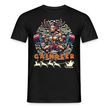 Gaindeer Funny Christmas Fitness Reindeer - Men's T-Shirt - black - Front - AI Model Male 178 light (178cm)