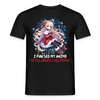 Anime Pause Für Weihnachtsfreude - Männer T-Shirt - Schwarz - Vorne - AI Model Male 178 light (178cm)