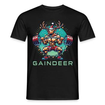 Starker Gaindeer Fitness Rentier Gym Humor - Männer T-Shirt - Schwarz - Vorne - AI Model Male 178 light (178cm)