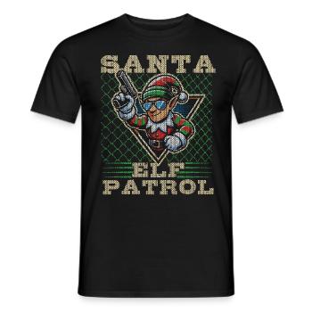 Santa Elf Patrol Christmas Fun - Men's T-Shirt - black - Front - AI Model Male 178 light (178cm)