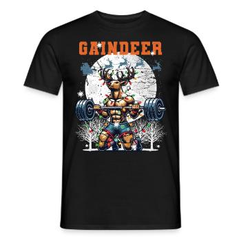 Christmas Workout Reindeer Fitness Humor - Men's T-Shirt - black - Front - AI Model Male 178 light (178cm)