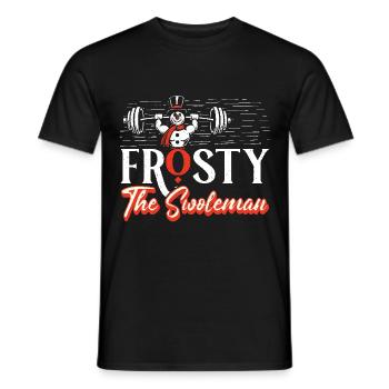 Frosty the swoleman Christmas Fitness Humor - Men's T-Shirt - black - Front - AI Model Male 178 light (178cm)
