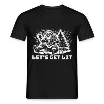 Christmas fun with Santa In Action - Men's T-Shirt - black - Front - AI Model Male 178 light (178cm)