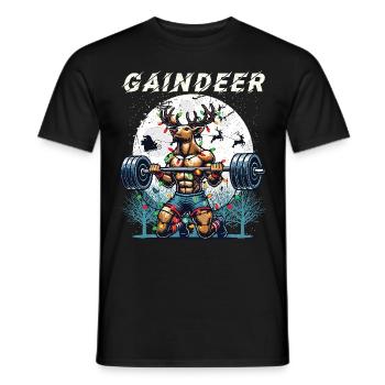 Gaindeer Funny Fitness Christmas Design - Men's T-Shirt - black - Front - AI Model Male 178 light (178cm)