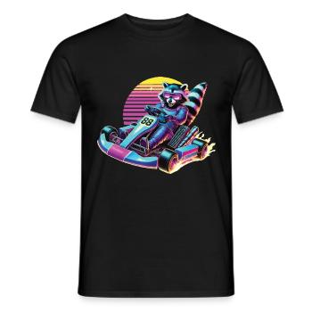 Go-Kart Raton laveur dans le style néon - T-shirt homme - noir - Devant - AI Model Male 178 light (178cm)