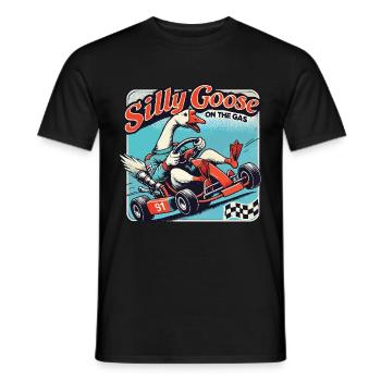 Silly Goose sur l’accélérateur dans un kart - T-shirt homme - noir - Devant - AI Model Male 178 light (178cm)