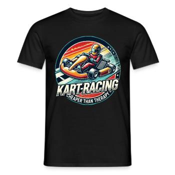 Kart-Rennen Günstiger Als Therapie - Männer T-Shirt - Schwarz - Vorne - AI Model Male 178 light (178cm)