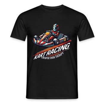 Go-Kart Rennen Günstiger Als Therapie - Männer T-Shirt - Schwarz - Vorne - AI Model Male 178 light (178cm)