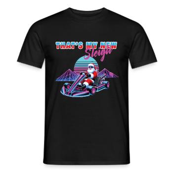 Père Noël Go-Kart Retro Vaporwave Style - T-shirt homme - noir - Devant - AI Model Male 178 light (178cm)