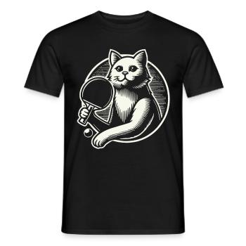 Niedliche Katze Spielt Tischtennis Kunst - Männer T-Shirt - Schwarz - Vorne - AI Model Male 178 light (178cm)