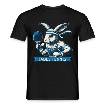 Bunny Table Tennis Master Vintage Retro Style - Men's T-Shirt - black - Front - AI Model Male 178 light (178cm)