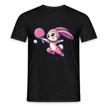 Kawaii Bunny Plays Table Tennis Cute - Men's T-Shirt - black - Front - AI Model Male 178 light (178cm)