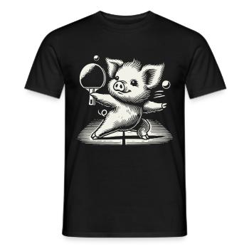 Lustiges Tischtennis Schwein Niedliches Design - Männer T-Shirt - Schwarz - Vorne - AI Model Male 178 light (178cm)