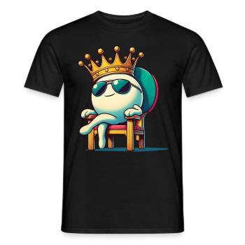 Drôle de dessin animé balle de tennis de table King Fun - T-shirt homme - noir - Devant - AI Model Male 178 light (178cm)