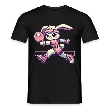 Kawaii Hase Tischtennis Spieler - Männer T-Shirt - Schwarz - Vorne - AI Model Male 178 light (178cm)