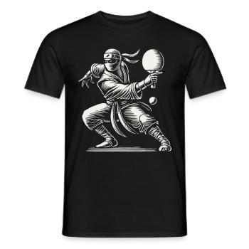 Ninja Table Tennis Master Funny Motif - Men's T-Shirt - black - Front - AI Model Male 178 light (178cm)