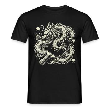 Dragons and table tennis bats Artistic motif - Men's T-Shirt - black - Front - AI Model Male 178 light (178cm)