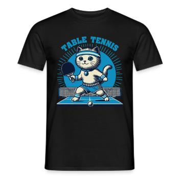 Niedliche Katze Tischtennis Vintage Stil - Männer T-Shirt - Schwarz - Vorne - AI Model Male 178 light (178cm)